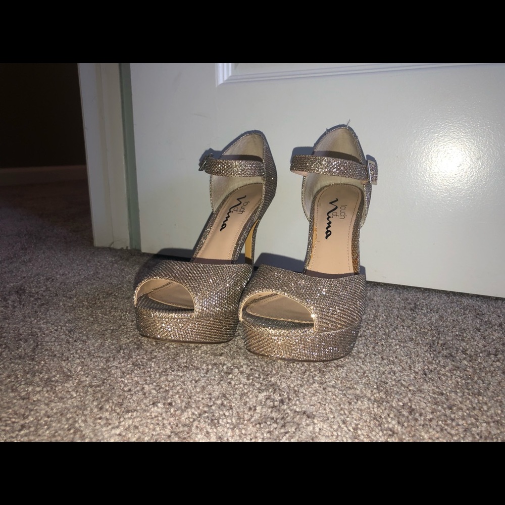 Champagne, platform heels